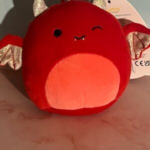 Karlie Red Plush Devil Dragon with Peach Accent Squishmallow Clip-On